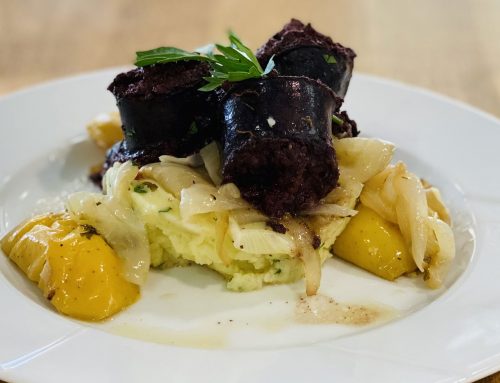 Boudin noir Poêlée de pommes & oignons doux